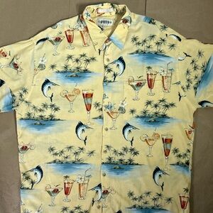 Vintage Tropical Print Yellow Shirt